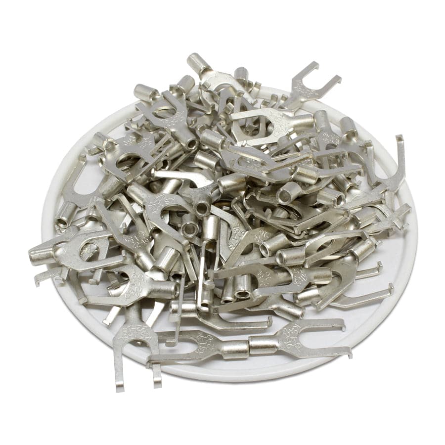 FSNBL1-5 - 22 a 16 AWG Sin aislamiento Flange Terminales de horquilla, #10 Orificio, UL Recognized, 100 piezas