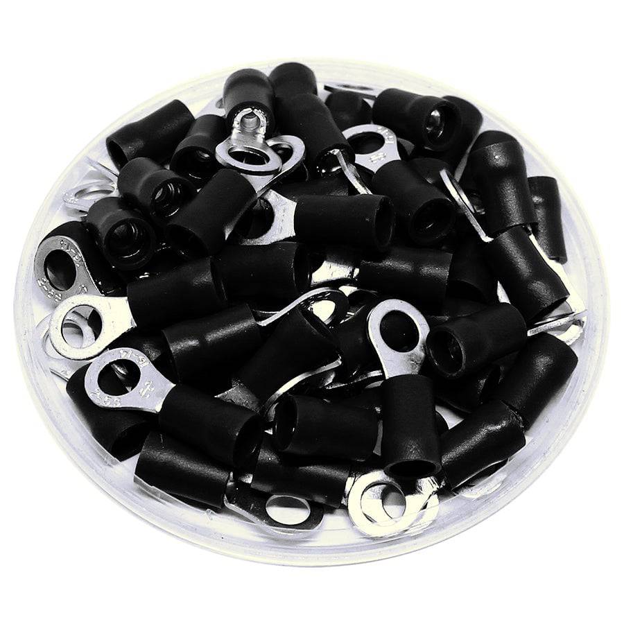 RVS3-5 - 14 to 12 AWG PVC Vinyl Insulated Ring Terminals, #10 Stud, Butted Seam, 100 Pieces