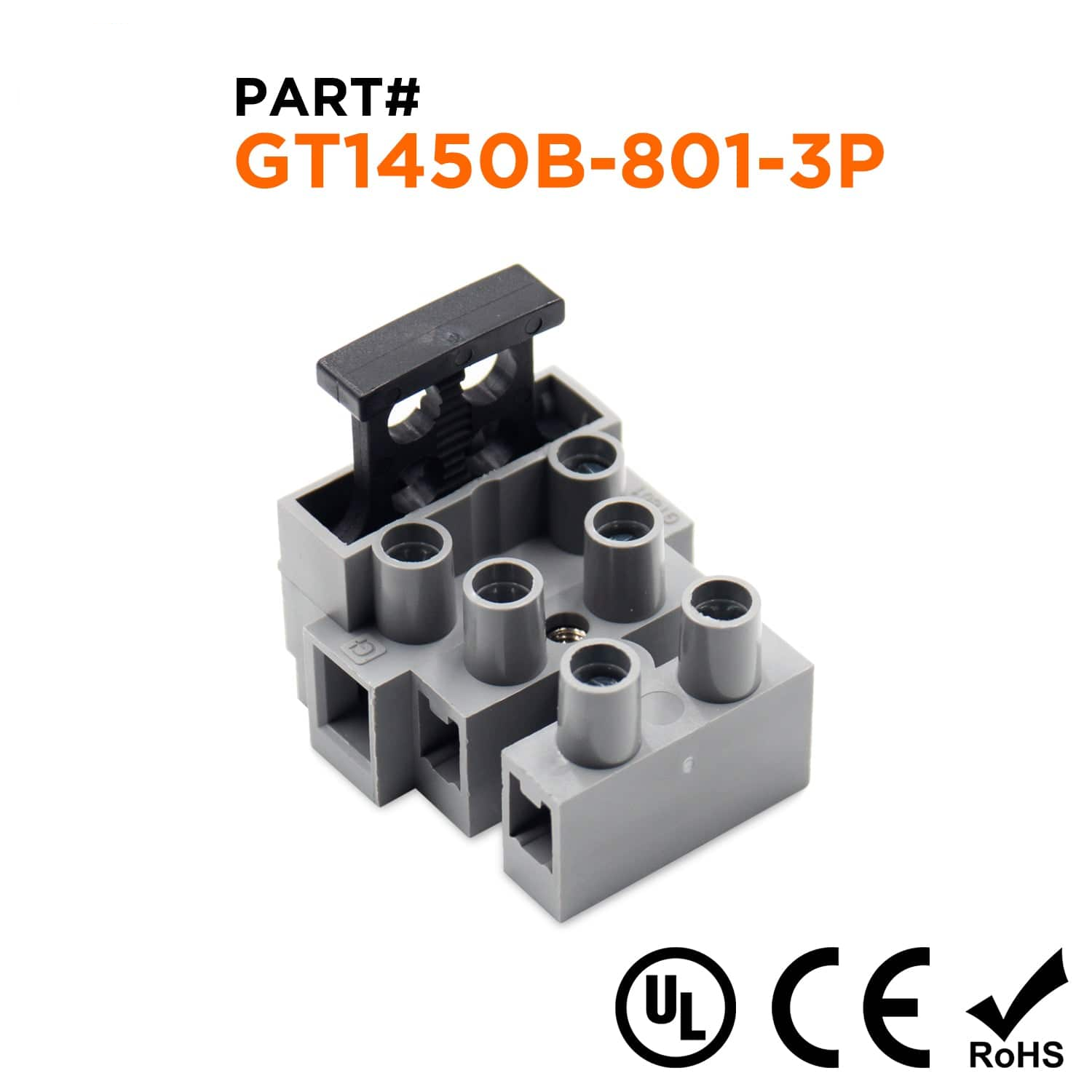 GT1450B-801-3P - Terminal Strip, 3 Poles, 10mm Pitch, UL Recognized, 1 pieza