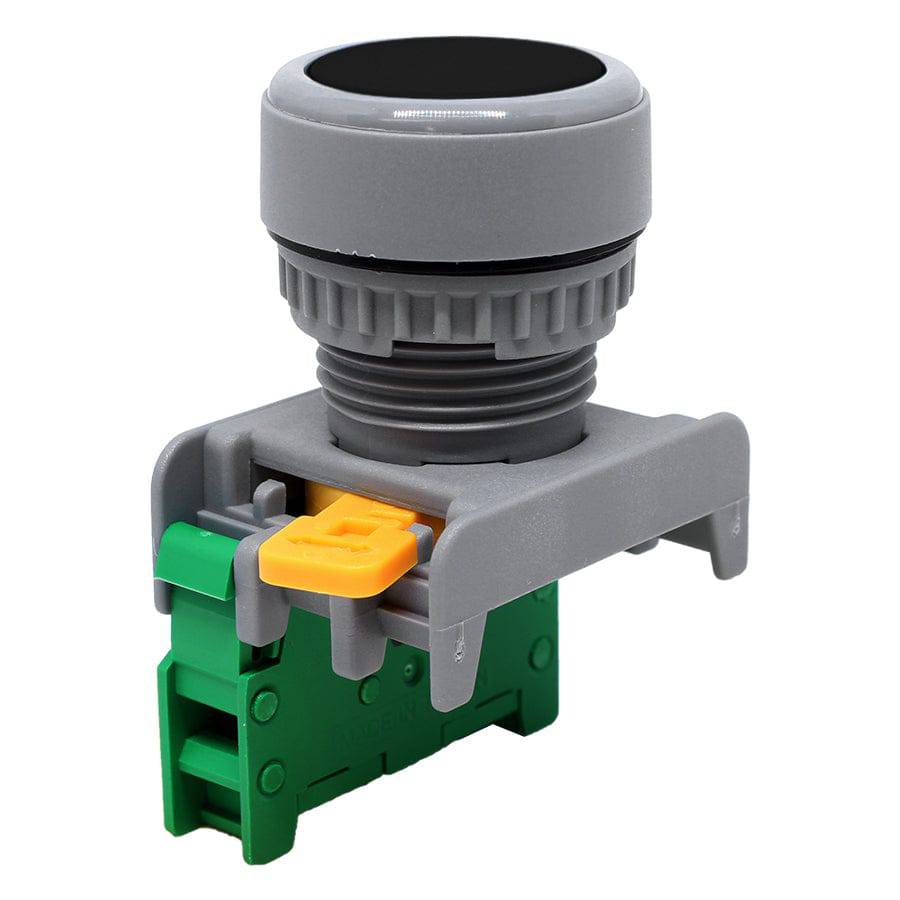 XB22-1/O-BK - 1/O - 22mm Flat Head Push Button Switch - Negro