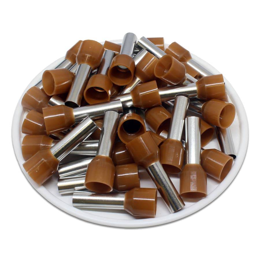 AT100015 - 8 AWG Insulated Punteras, 15mm Pin, Marrón, 100 piezas