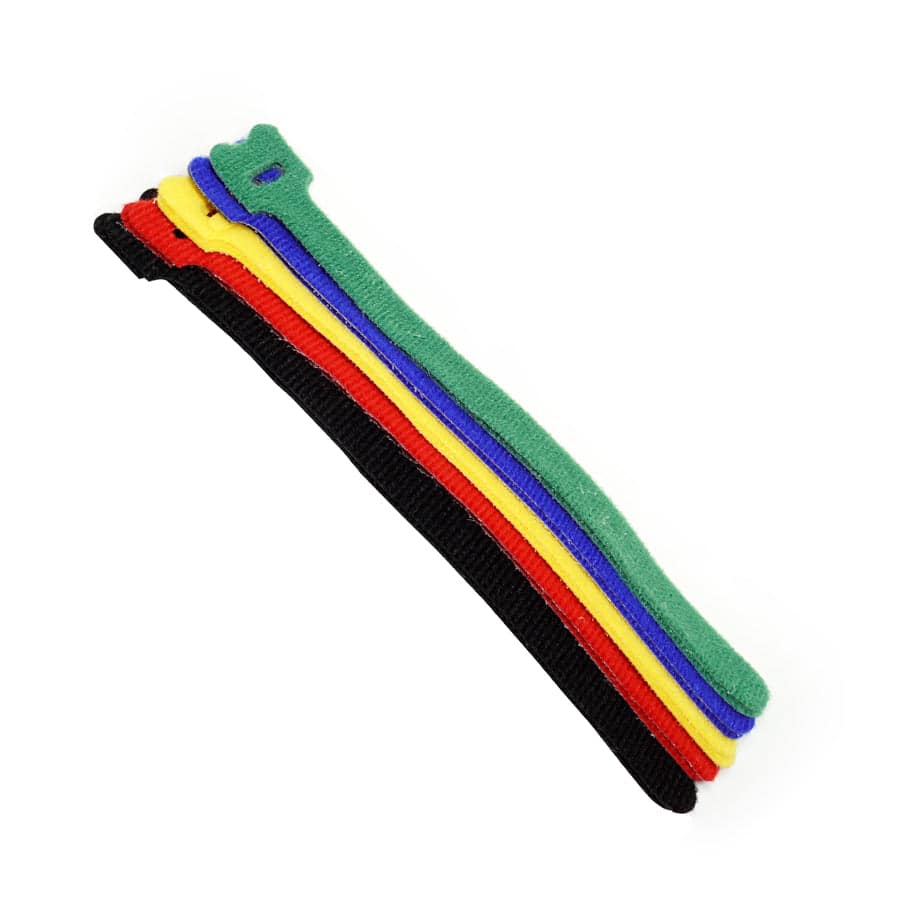 HLT200C - 8" Hook and Loop Cable Ties, 5.6-lb Tensile Strength, Multi Colors, 10-Pack