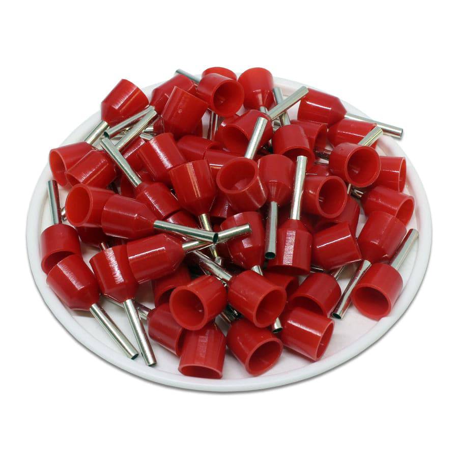 SC15010W - 16 AWG Insulated Punteras, 10mm Pin, Rojo, XXL Collar, Short Circuit Protection, 100 piezas
