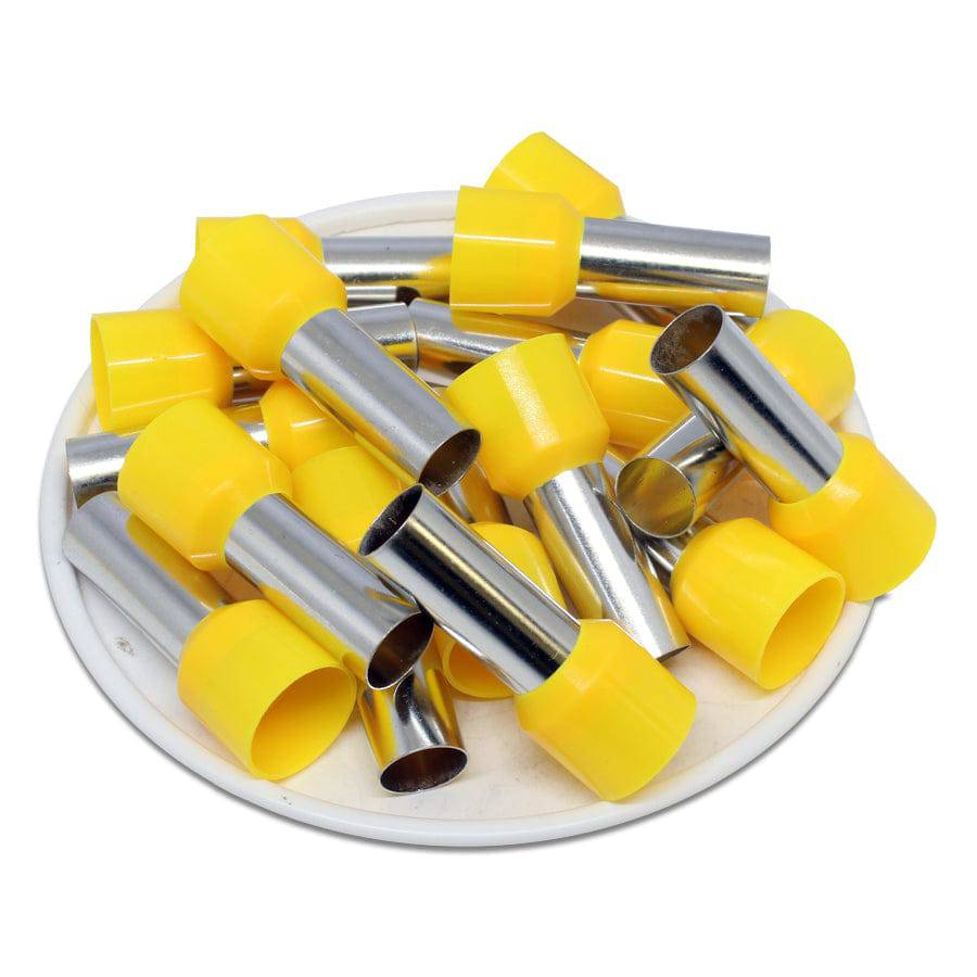 AD250018 - 4 AWG Insulated Punteras, 18mm Pin, Amarillo, UL Recognized, 100 piezas