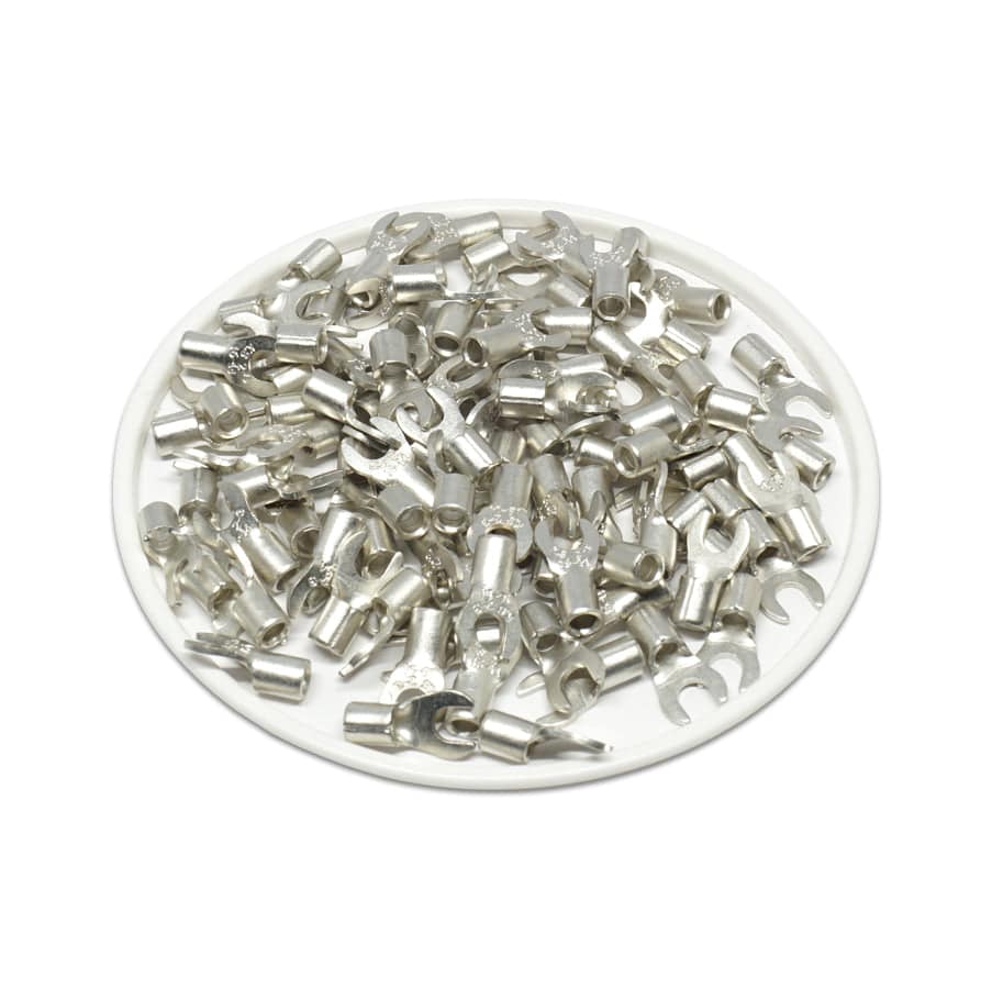 ANB2-32 - 16 to 14 AWG Non Insulated Fork Terminals, #4 Stud, UL Recognized, 100 Pieces