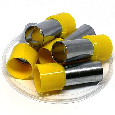 AD700027 - 2/0 AWG Single Insulated Wire Ferrules, 27mm Pin, Yellow, UL Recognized, 25 Pieces