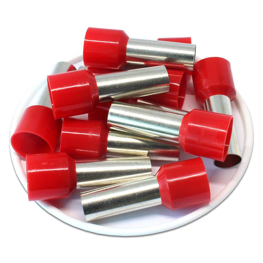 AD350022 - 2 AWG Single Insulated Wire Ferrules, 22mm Pin, Red, UL Recognized, 100 Pieces