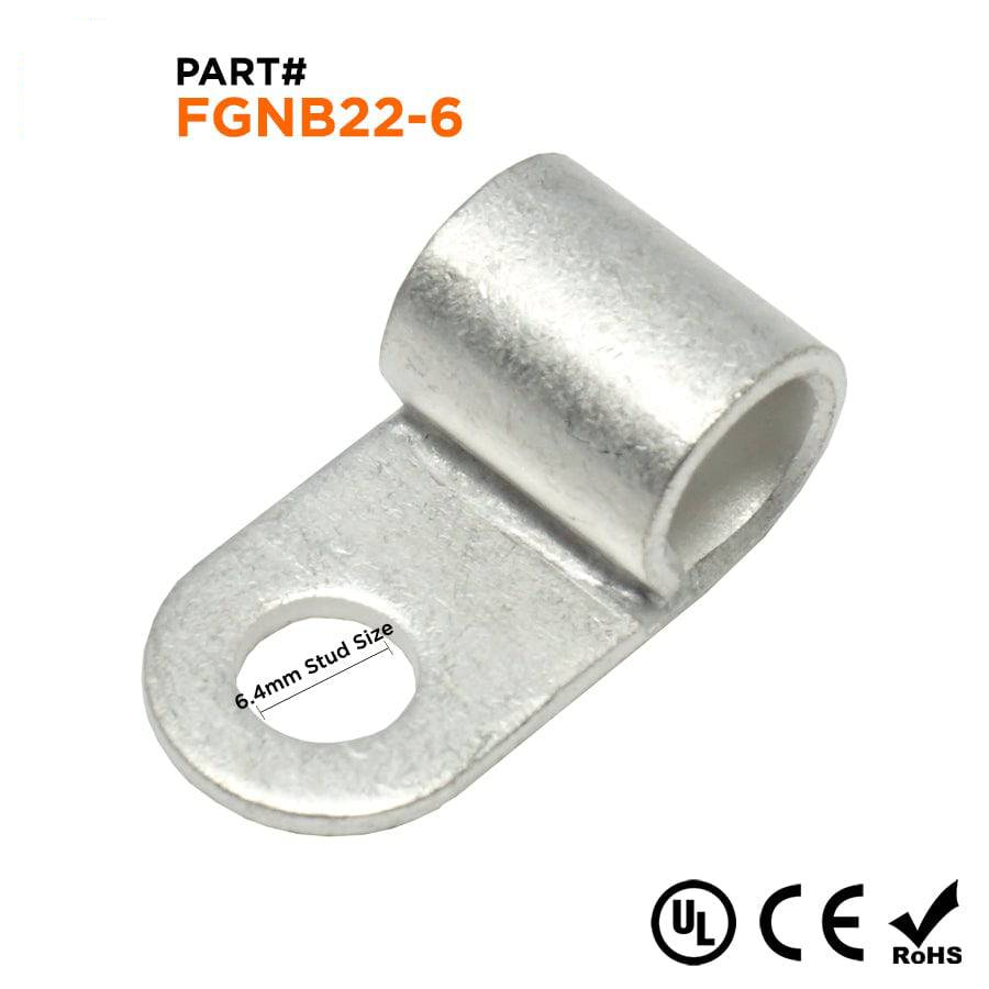 FGNB22-6 - 4 AWG Sin aislamiento Flag Terminales de anillo, Ring Tongue, 1/4" Orificio, 10 piezas