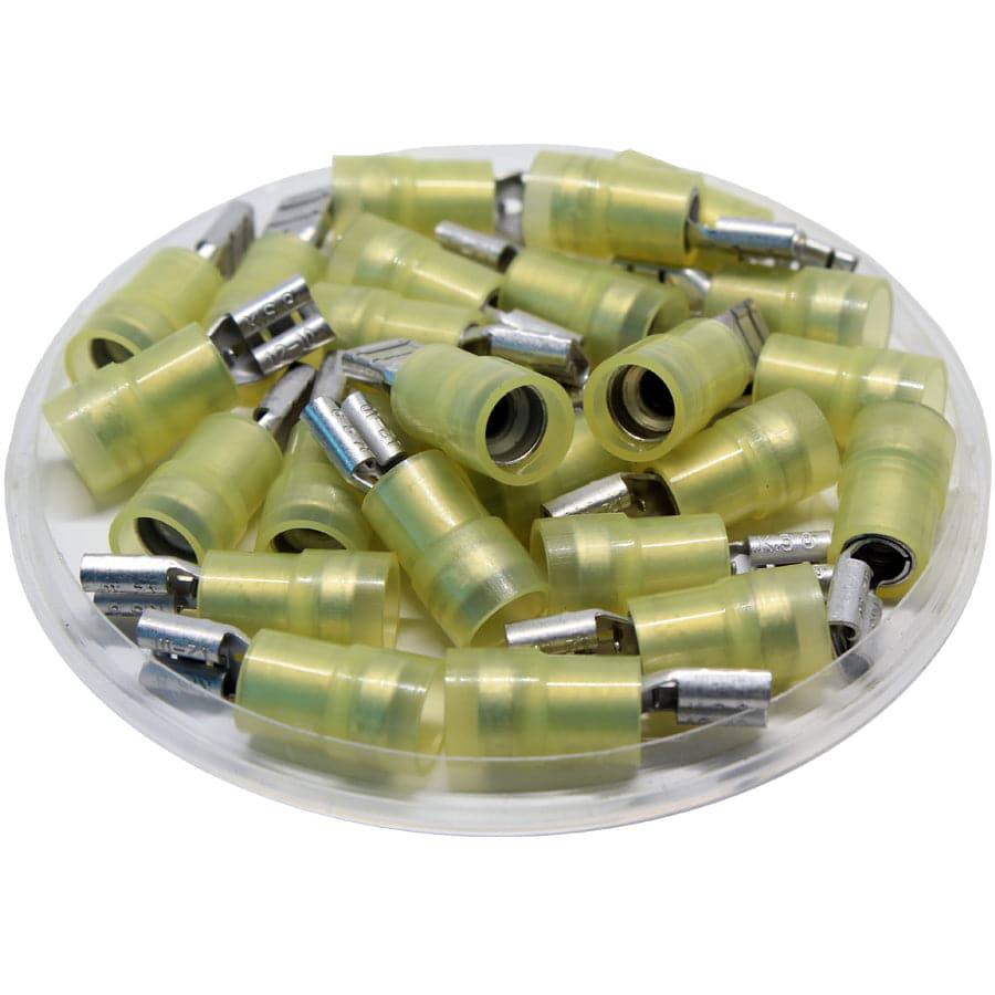 FDNYD5-187(8) - 12 to 10 AWG Nylon Insulated Quick Disconnects, Female, Double Crimp, UL Recognized, 100 Pieces