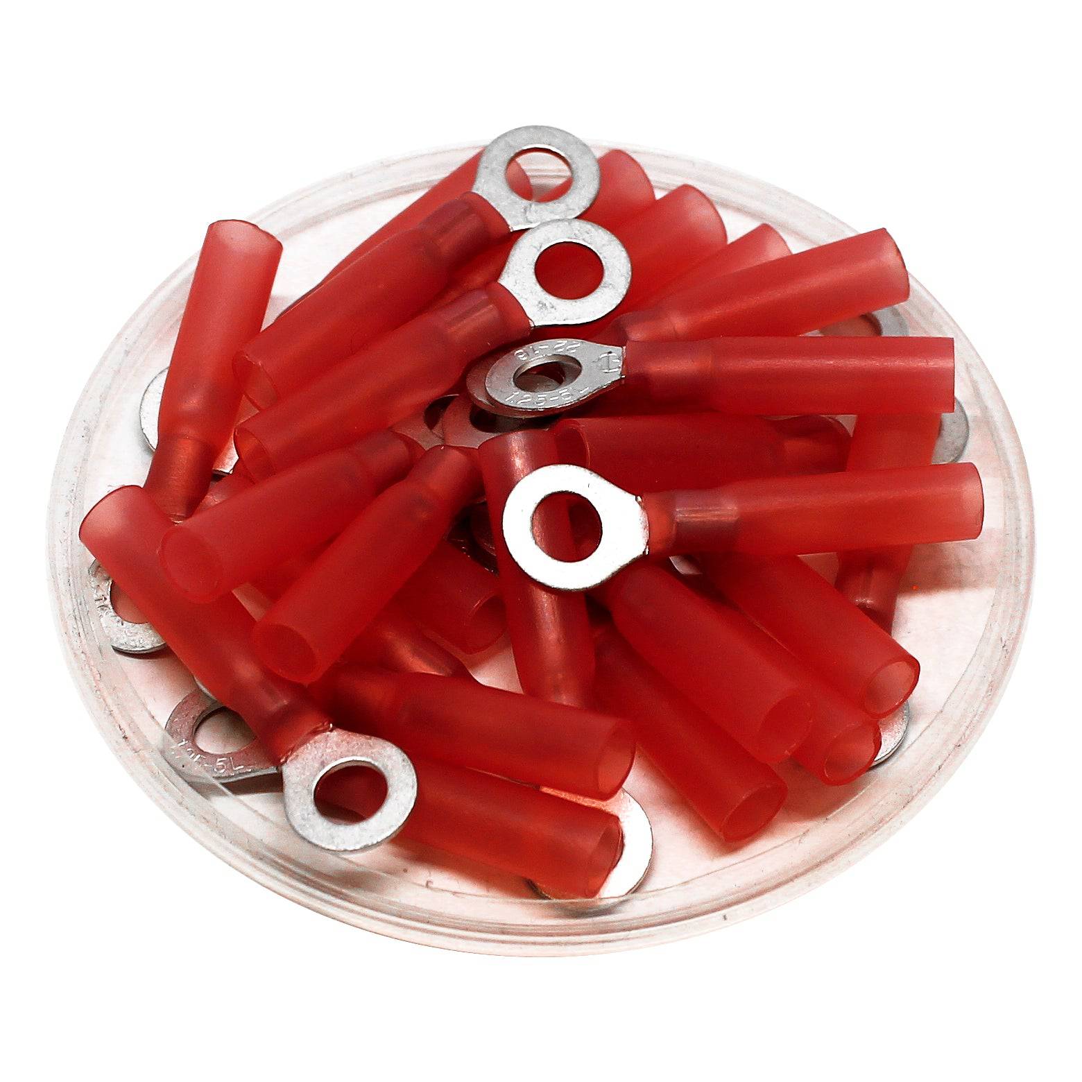 22 a 16 AWG Termorretráctiles Terminales de anillo, #10 Orificio, Polyethylene, 25 piezas, RHTL1-5