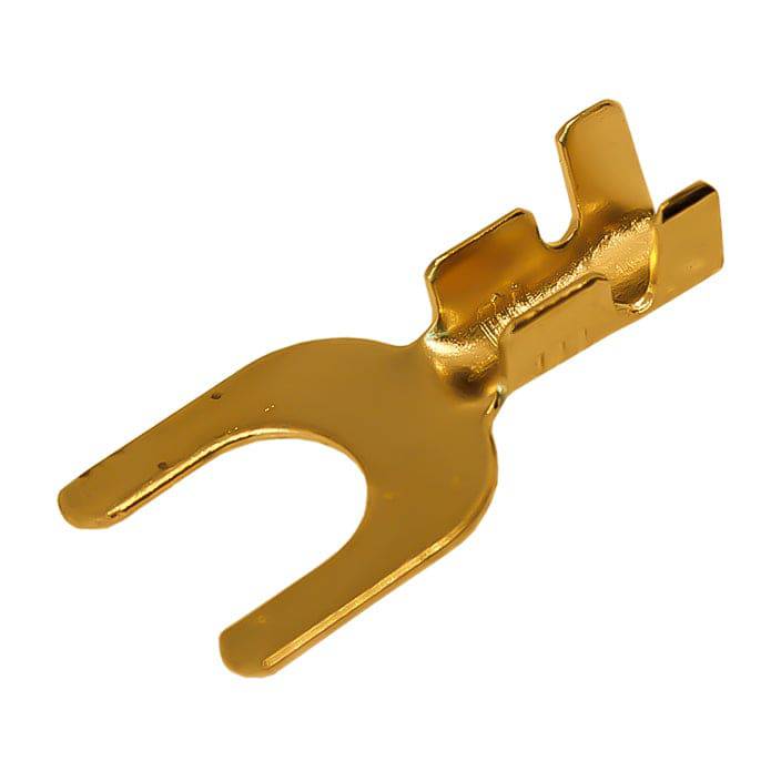 DJ441A-6B - 18 to 16 AWG Spade Terminals, Open Barrel Style, Brass, 1/4" Stud, 100 Pieces