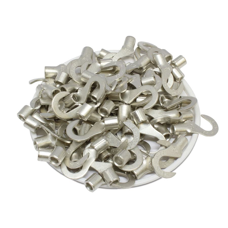 HNB5-6 - 12 to 10 AWG Non Insulated Hook Terminals, 1/4" Stud, UL Recognized, 100 Pieces