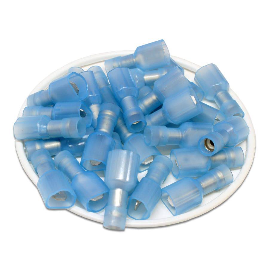 MDFNYD2-187(5) - De nailon Totalmente aislados Double Crimp Terminales de desconexión rápida - 16-14 AWG - Male