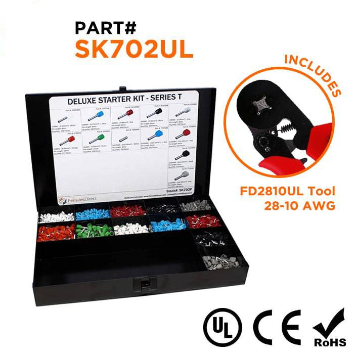 SK702UL - 22 a 10 AWG Punteras Deluxe Kit + FD2810UL Herramienta, 3,450-piezas, Series T, 1 Kit