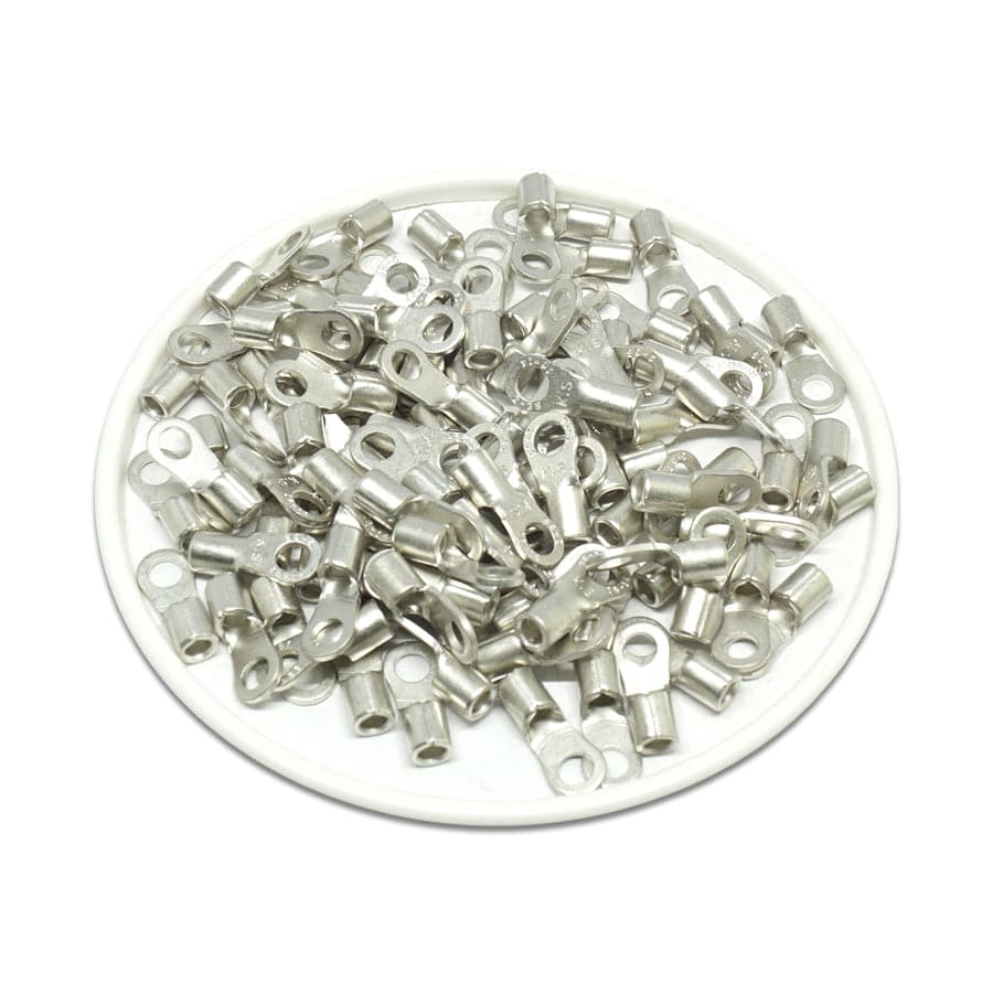 RNBS2-32 - 16 to 14 AWG Non Insulated Ring Terminals, #4 Stud, UL Recognized, 100 Pieces