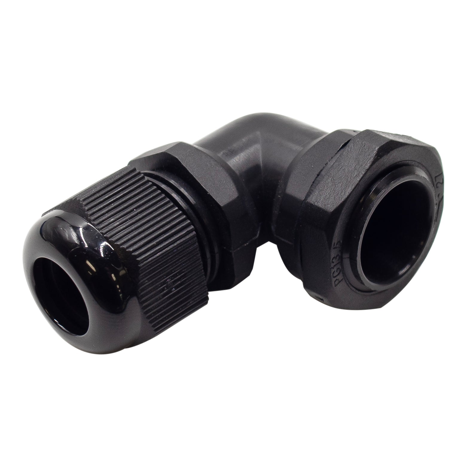 PG13.5  Right Angle Cable Gland - 6-12mm - Black - PG13512RA