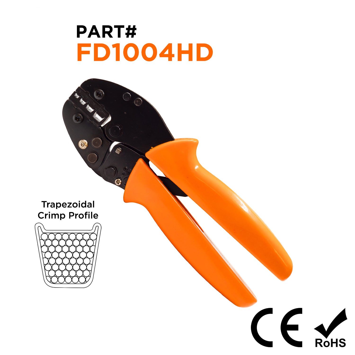 FD1004HD - 10 to 4 AWG Wire Ferrules Crimping Tool, Heavy Duty, Trapezoidal Crimp, 1 Piece