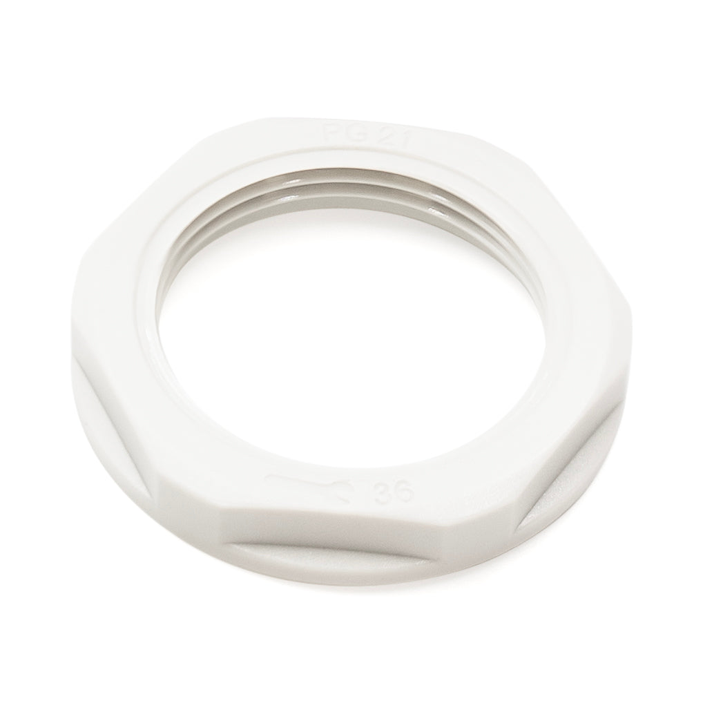 PG21 Thread Nylon Lock Nut for PG Cable Glands, Gray, UL Approved, 1 Piece - PG21GY-LN