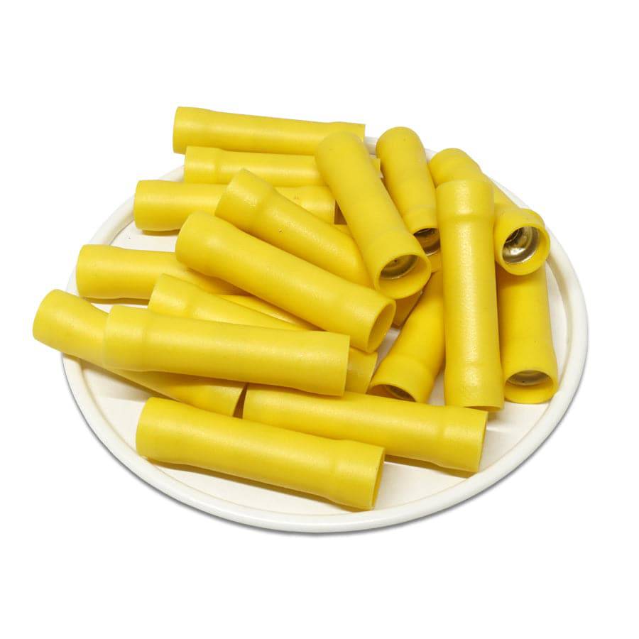 BVD5 - 12 to 10 AWG Vinyl PVC Insulated Butt Splice Connectors, Double Crimp/Flared, 50 Pieces