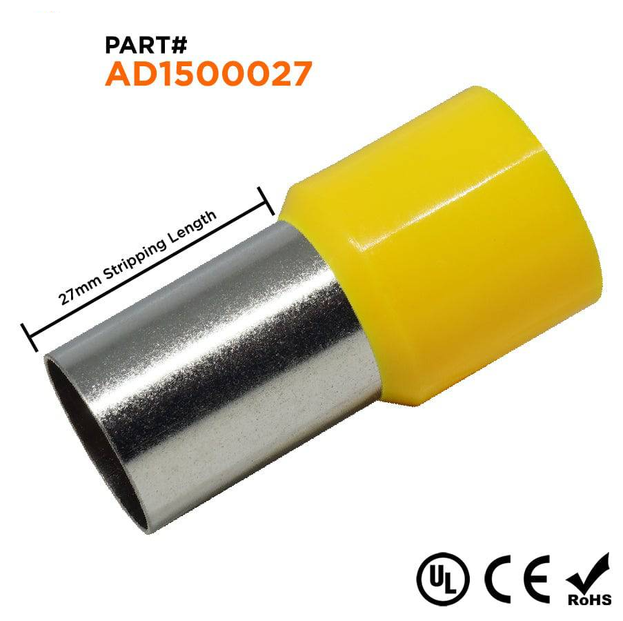 AD1500027 - 250 MCM & 300 MCM Insulated Punteras, 27mm Pin, Amarillo, UL Recognized, 25 piezas