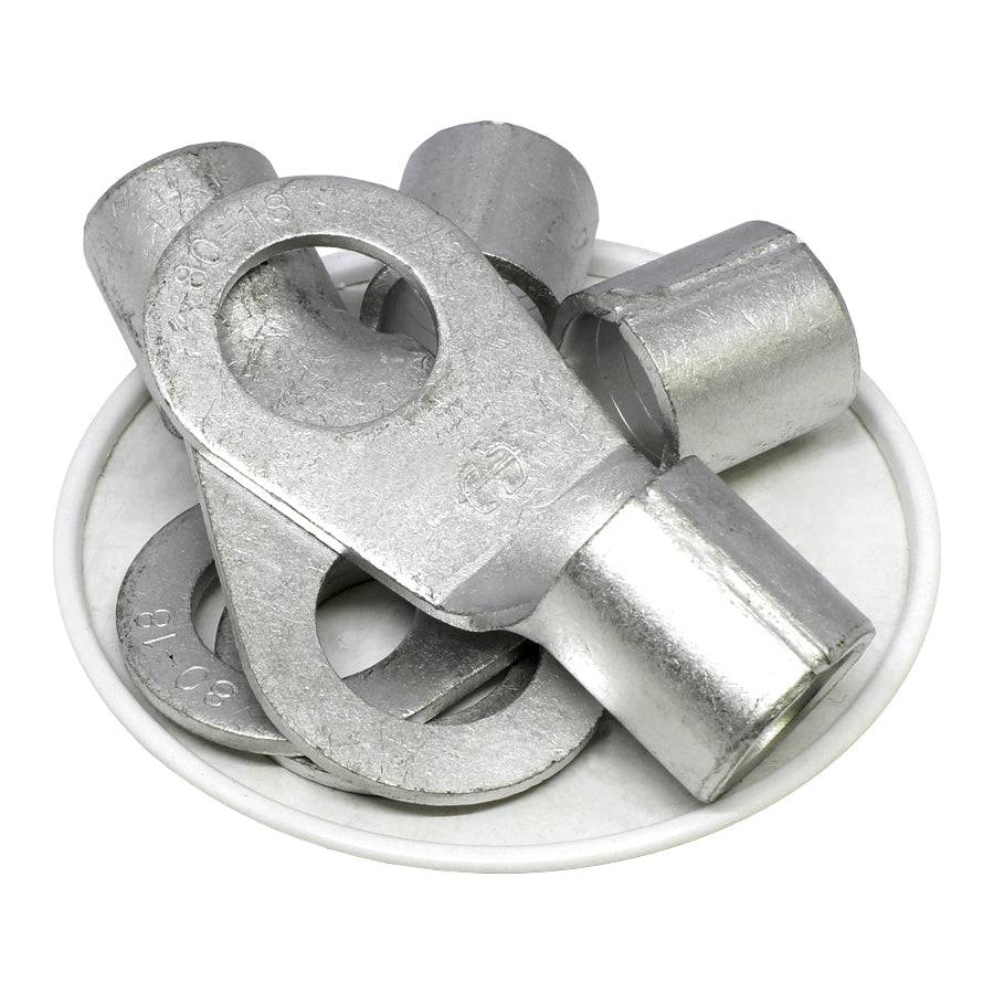 3/0 AWG Sin aislamiento Terminales de anillo, 11/16" Orificio, UL Approved, 10 piezas - RNB80-18