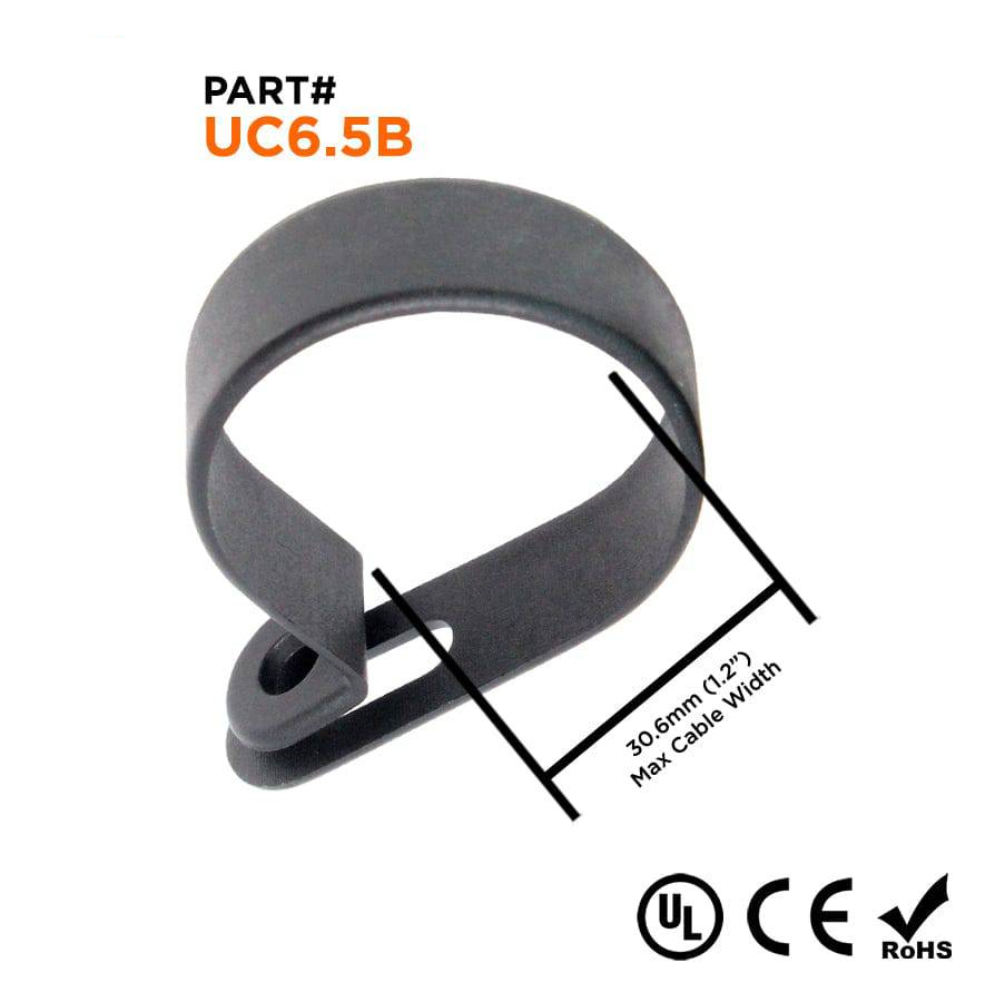 UC6_5B - Nylon Cable Clamps, Color: Black, Dimensions: 51.5x12.6mm, 100 Pieces