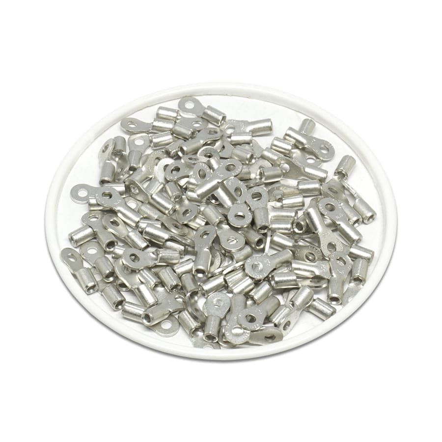 RNB1-2 - 22 to 16 AWG Non Insulated Ring Terminals, #2 Stud, UL Recognized, 100 Pieces