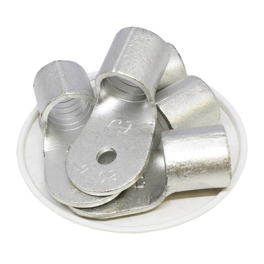 3/0 AWG Sin aislamiento Terminales de anillo, 1/4" Orificio, UL Approved, 10 piezas - RNB80-6