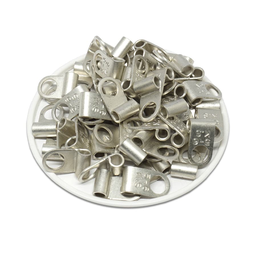 FGNB5-6 - 12 a 10 AWG Sin aislamiento Flag Terminales de anillo, Ring Tongue, 1/4" Orificio, 50 piezas