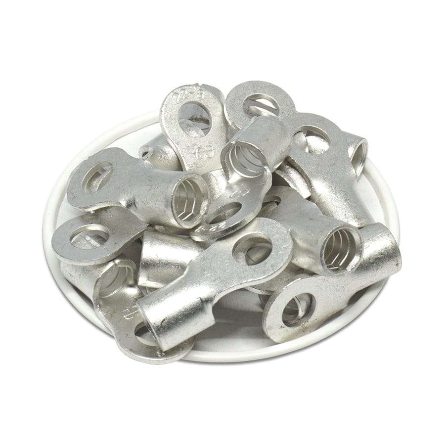 RNB22-8 - 4 AWG Non Insulated Ring Terminals, 5/16" Stud, UL Recognized, 25 Pieces