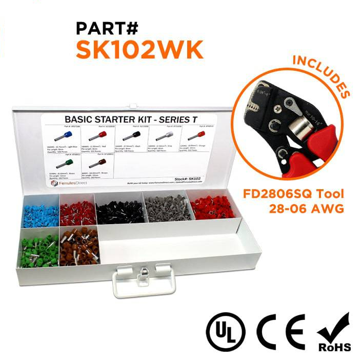 SK102WK - 20 a 8 AWG Punteras Basic Kit + FD2806SQ Herramienta, 2,450-piezas, Series T, 1 Kit