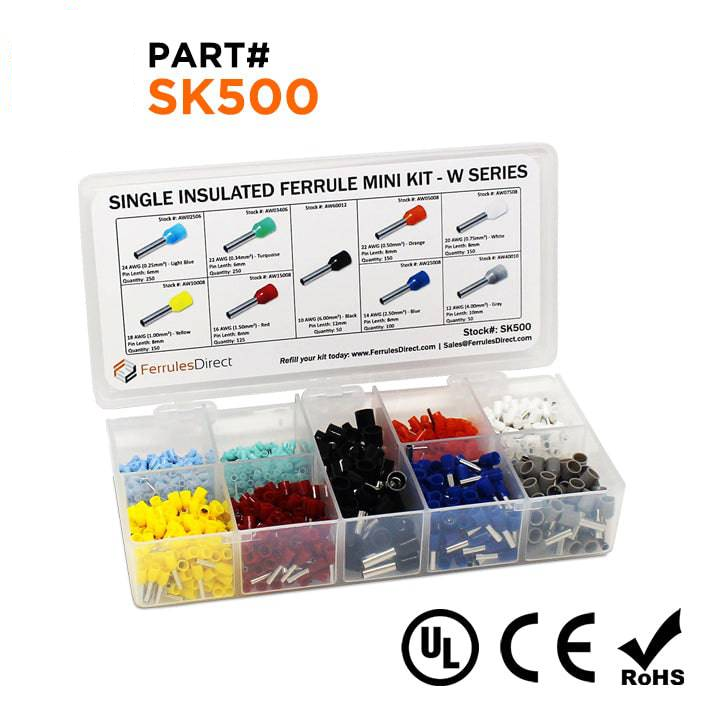 SK500 - 24 a 10 AWG Single Insulated Punteras Mini Kit, 1,275-piezas, Series W, 1 Kit