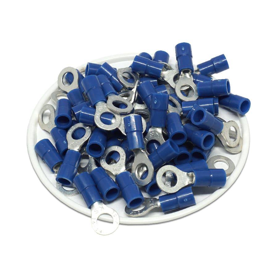 RVYL2-5 - 16 to 14 AWG Molded PVC Vinyl Insulated Ring Terminals, Easy Entry, #10 Stud, 100 Pieces