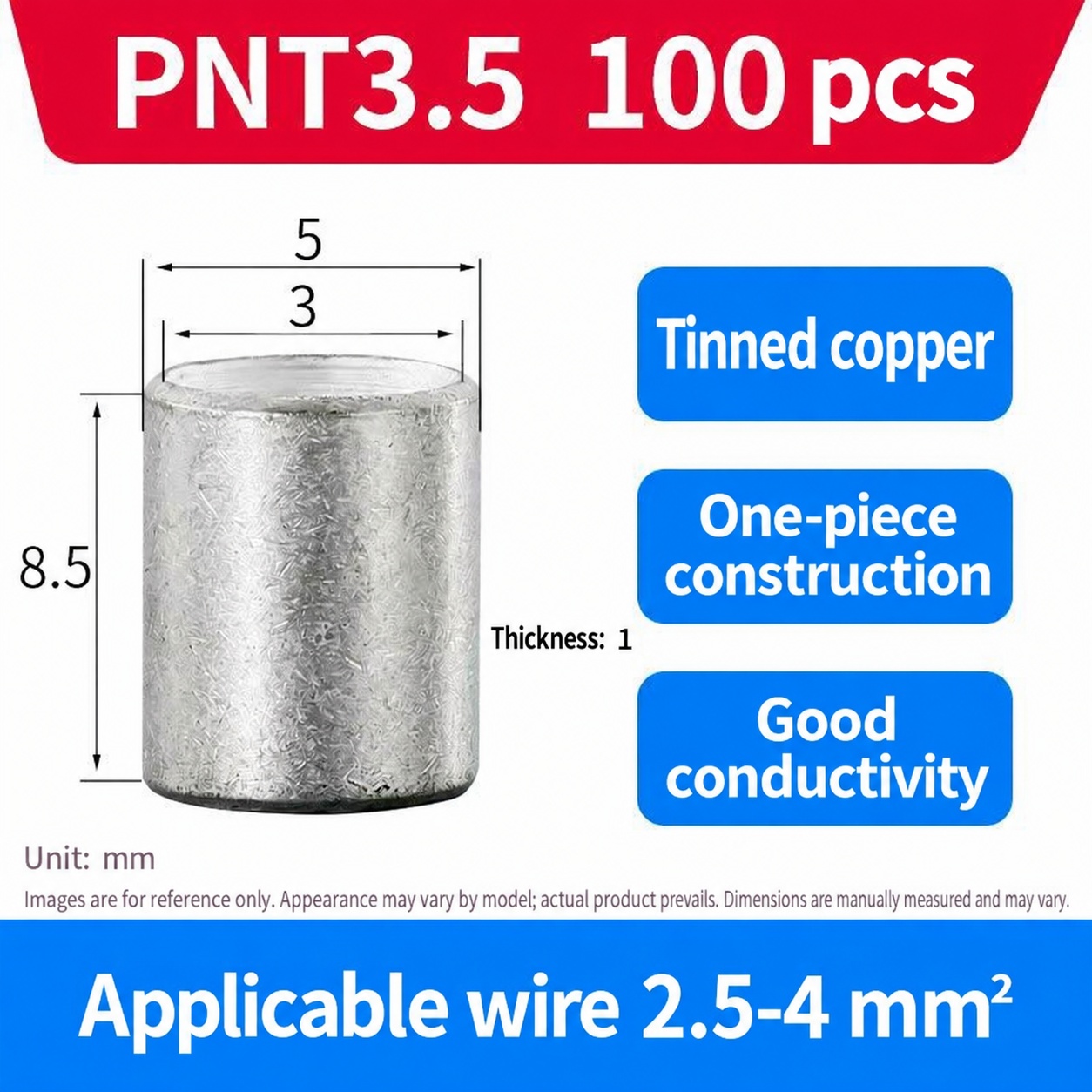 PNT3.5 — Nylon insulated terminal, 2.5–4 mm²