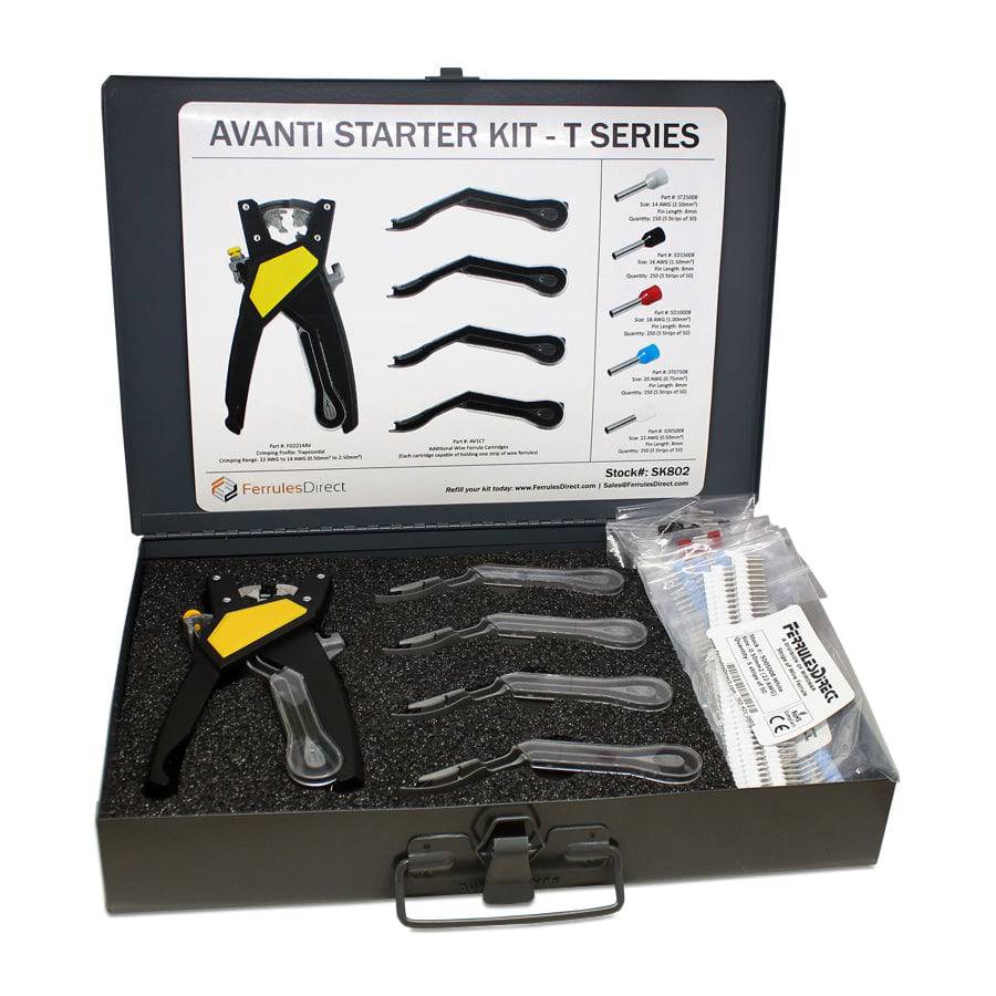 SK802 - 22 to 14 AWG Wire Ferrules Strips Complete Tool Kit, 1,150-Pieces, Series T, 1 Piece