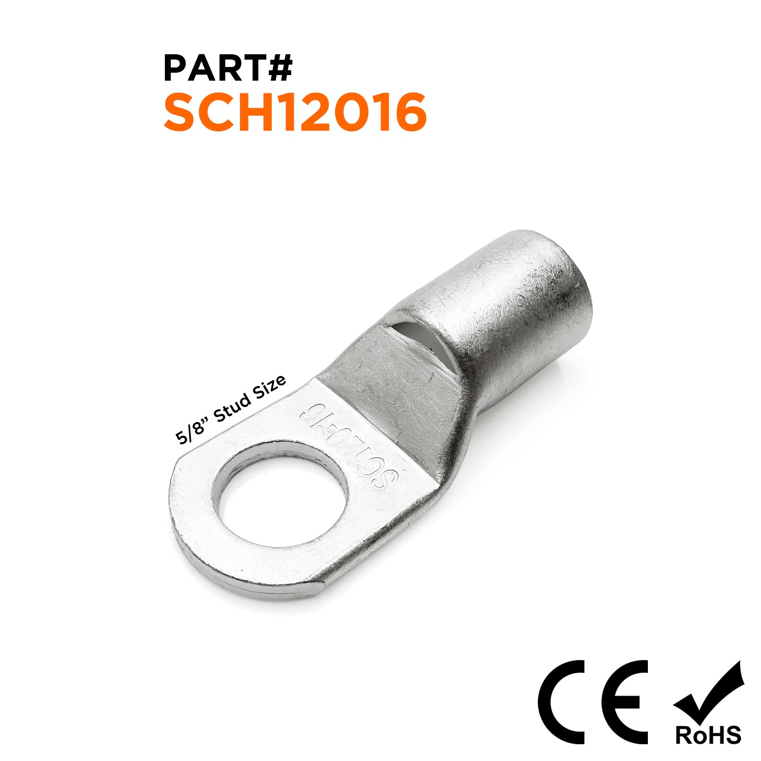 SCH12016 - 4/O AWG Sin aislamiento Tubular Ring Lugs, 5/8" Orificio, 5 piezas