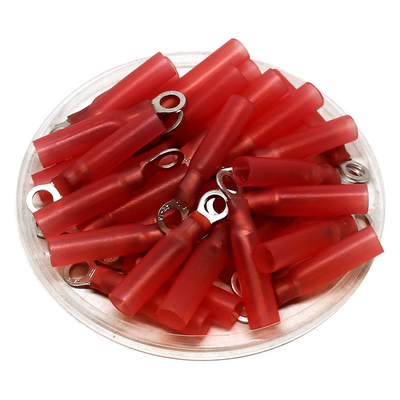 22 to 16 AWG Heat Shrink Ring Terminals, #6 Stud, Polyethylene, 25 Pieces - RHTS1-3.7