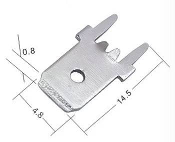 DJ611-4.8x0.8-T - Tin Plated Brass Quick Connect Male Solder Connectors, 4.8mm Tab, 100 pieces