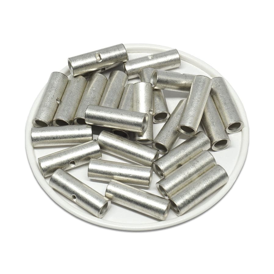 8 AWG Non Insulated Butt Splice Connectors, 13/16" Length, UL Approved, 25 Pieces - BNT8