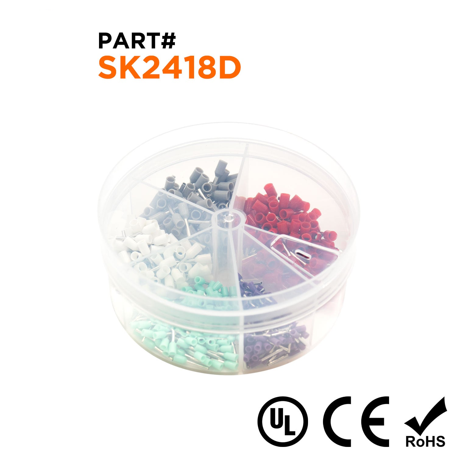SK2418D - 24 a 18 AWG Single Insulated Punteras Mini Kit, 500 piezas, Series D, 1 Kit