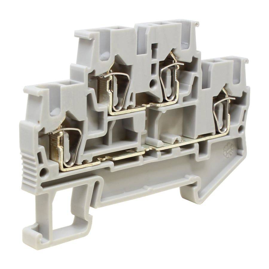 UJ5-2.5/2-2 - 24 a 12 AWG, Spring Cage Terminal Block, 500v, UL Approved, Gris