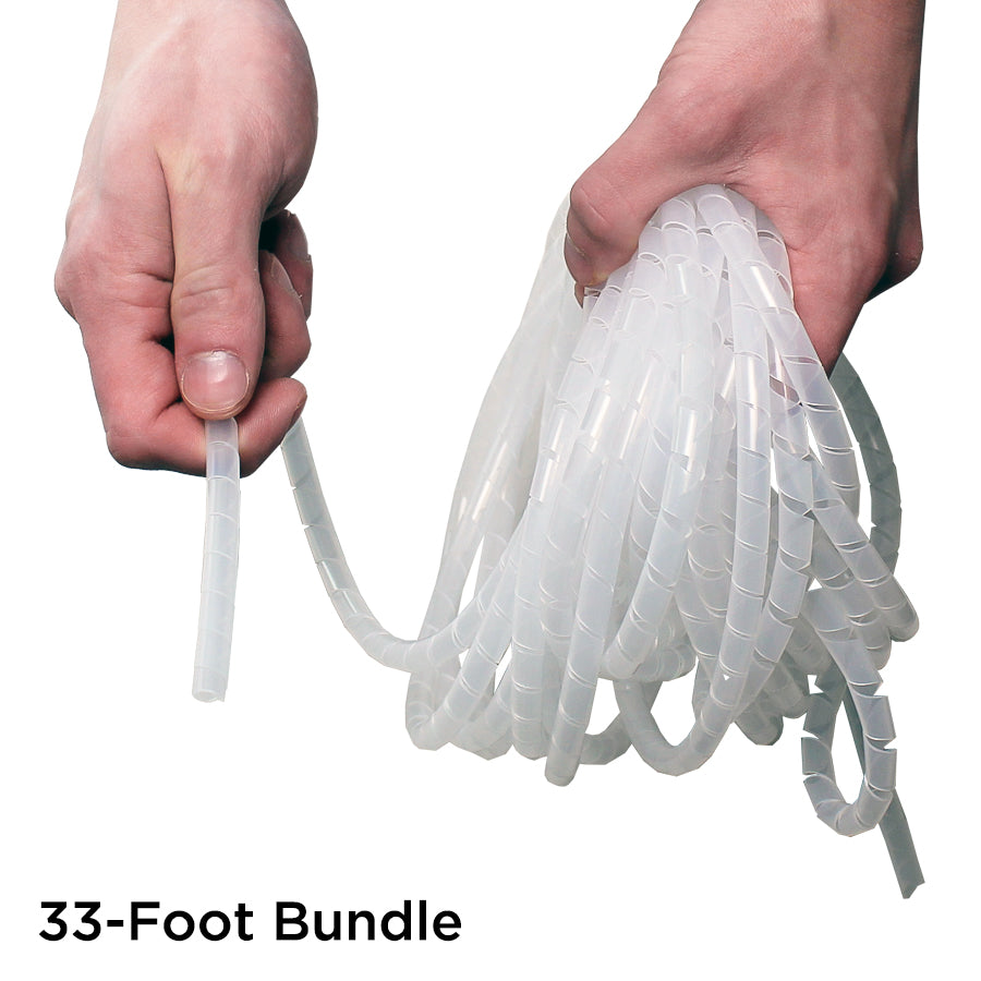 13/16" Polyethylene Spiral Wrap Tubing, Cable Wrap, White, 33-ft Bundle - SWB24W