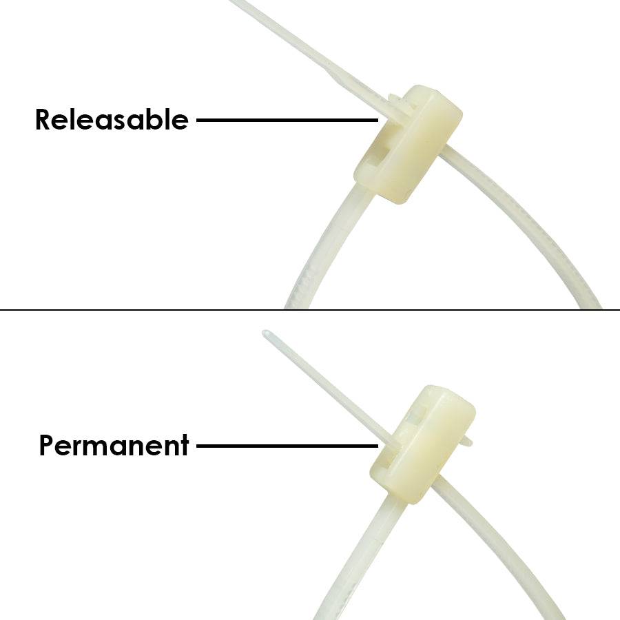 RDCV225 - 9" Releasable Nylon Double Head Cable Tie, 50-lb Tensile Strength, Natural, 100-Pack