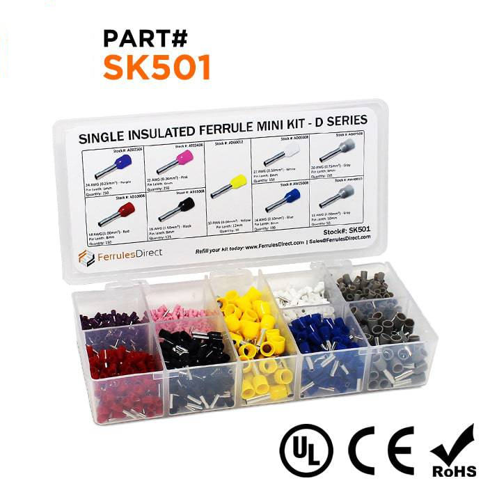 SK501 - 24 a 10 AWG Single Insulated Punteras Mini Kit, 1,275-piezas, Series D, 1 Kit
