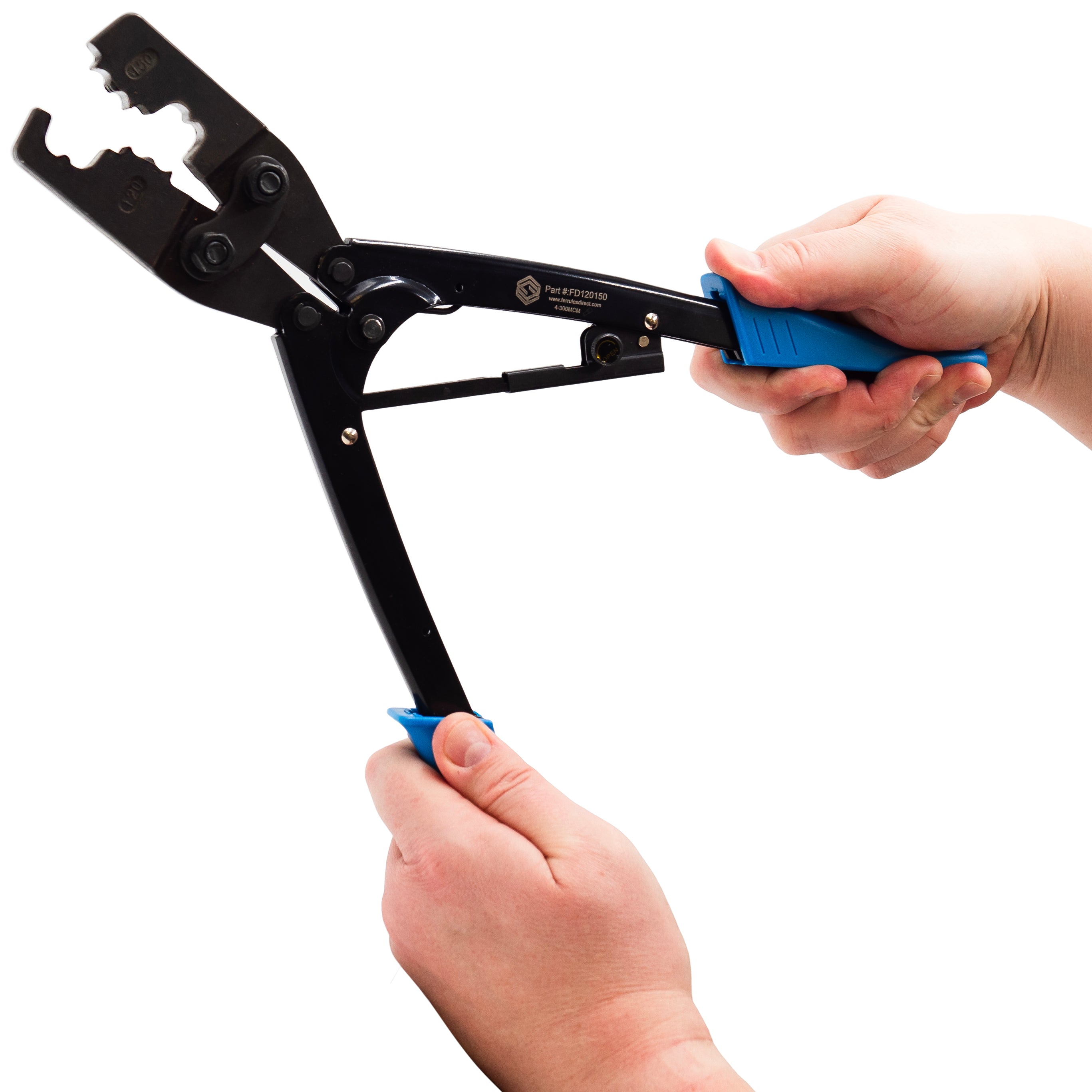 FD120150 - 4/O a 300 MCM Herramienta de crimpado para punteras, Ratchet, XL Longitud, B-Crimp Perfil, 1 pieza