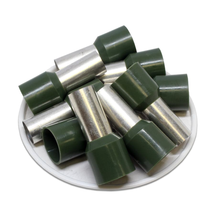 AW500020 - 1 AWG Single Insulated Punteras, 20mm Pin, Olive Verde, UL Recognized, 50 piezas