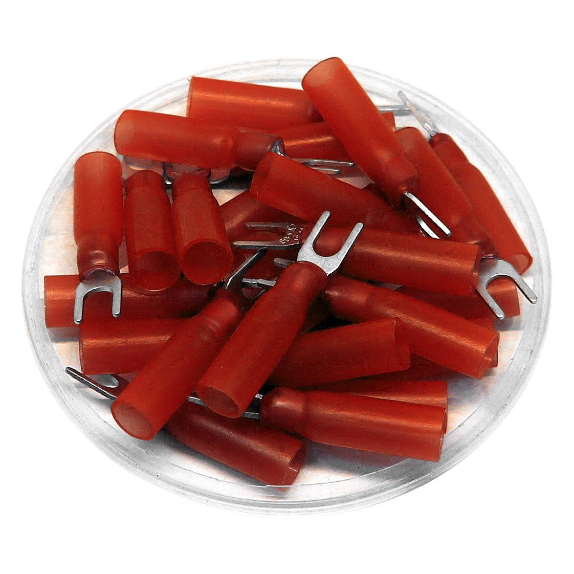 22 to 16 AWG Heat Shrink Spade Terminals, #6 Stud, Polyethylene, 25 Pieces - SHTS1-3.7