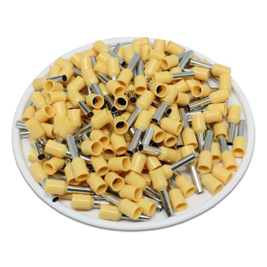 AW20008 - 14 AWG (Small Diameter) Insulated Punteras, 8mm Pin, Amarillo, 500 piezas