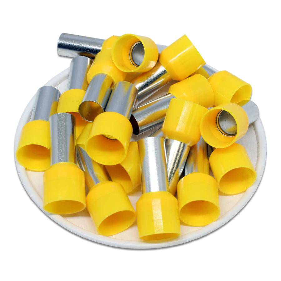 AD250016 - 4 AWG Insulated Wire Ferrules, 16mm Pin, Yellow, UL Recognized, 100 Pieces