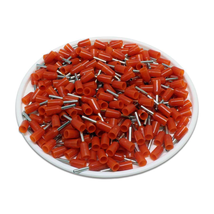 AW05006 - 22 & 20 AWG Insulated Wire Ferrules, 6mm Pin, Orange, UL Recognized, 500 Pieces